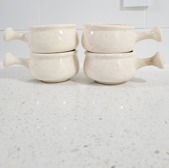 Vintage 84' Handmade French Onion Soup Bowls Set of 4 Retro Handcrafted Bowls - Picture 4 of 12